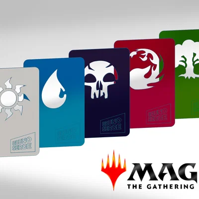 Bộ chia bài Magic: The Gathering với biểu tượng Mana cắt rỗng in 3D