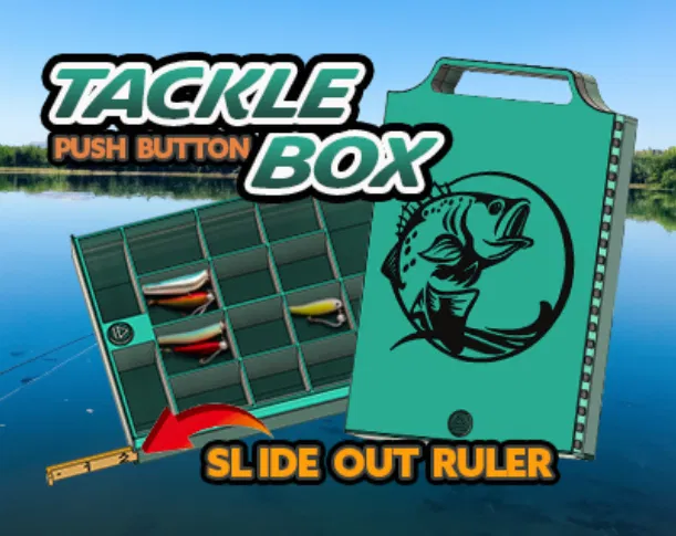 HỘP ĐỰNG DỤNG CỤ CÂU CÁ CÓ NÚT BẤM VÀ THƯỚC ĐO TÍCH HỢP - Image 1