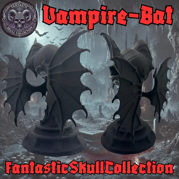 Mô hình đầu lâu Dơi Ma cà rồng (Vampire Bat Skull) kèm chân đế - Image 5