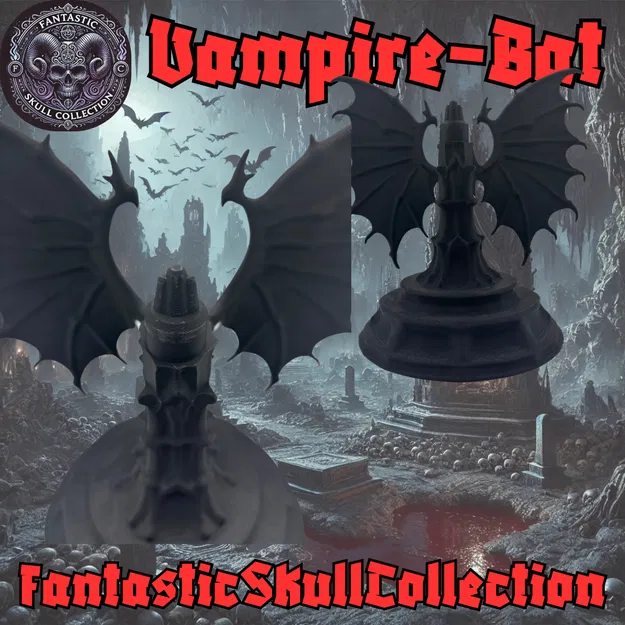 Mô hình đầu lâu Dơi Ma cà rồng (Vampire Bat Skull) kèm chân đế - Image 8