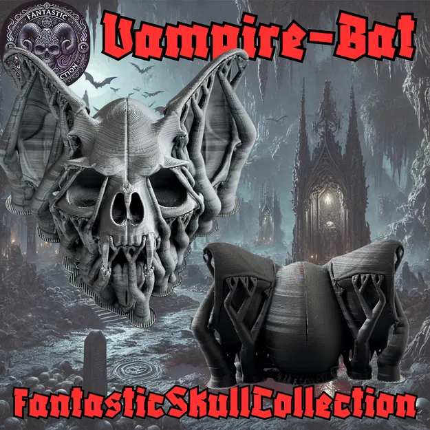Mô hình đầu lâu Dơi Ma cà rồng (Vampire Bat Skull) kèm chân đế - Image 9