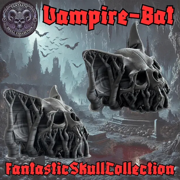 Mô hình đầu lâu Dơi Ma cà rồng (Vampire Bat Skull) kèm chân đế - Image 10