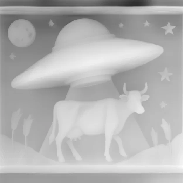 Phù điêu 3D: Cảnh UFO bắt cóc bò - Image 2