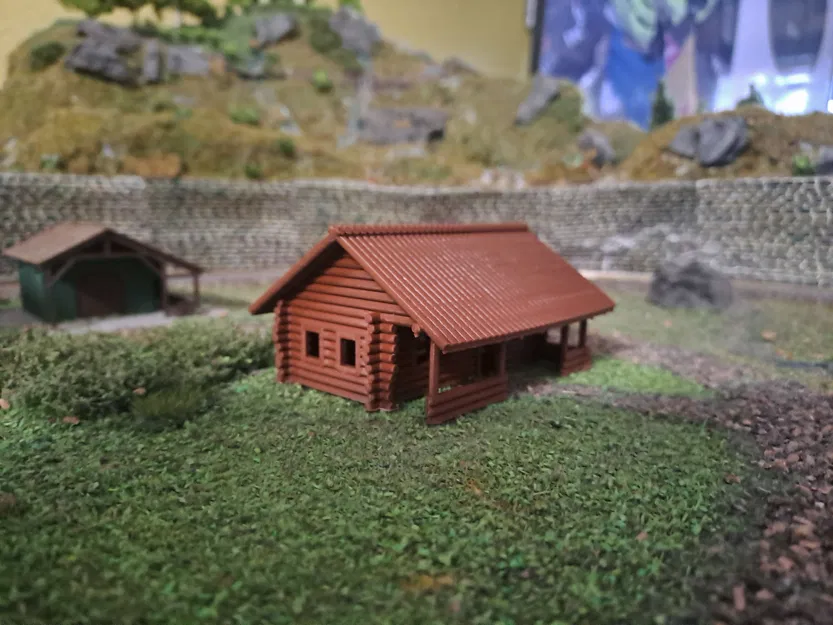 Mô hình nhà gỗ (Log cabin) tỉ lệ 1:120 (TT) - Image 1