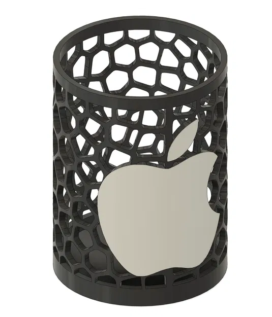 Ống cắm bút Apple họa tiết Voronoi – Phụ kiện bàn làm việc độc đáo - Image 1