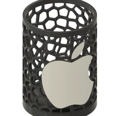 Ống cắm bút Apple họa tiết Voronoi – Phụ kiện bàn làm việc độc đáo