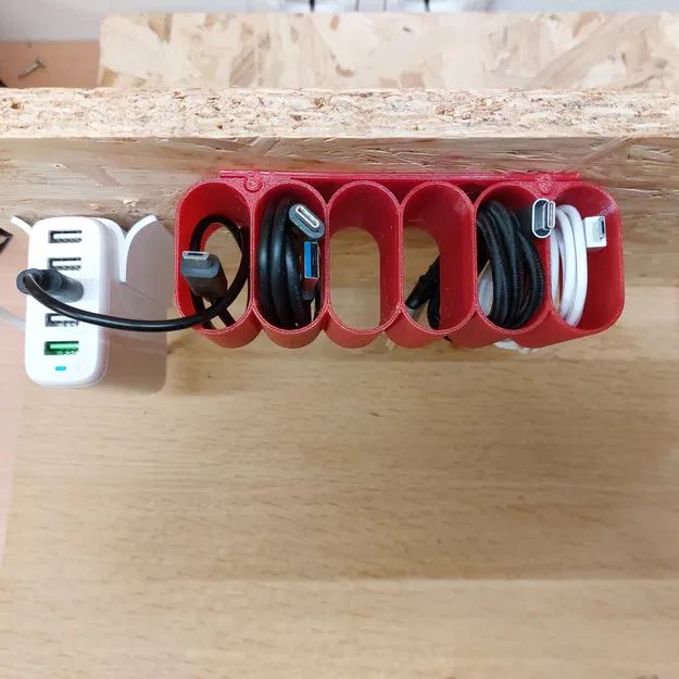 Khay treo gọn cáp sạc USB dưới gầm bàn (USB cable organizer) - Image 1