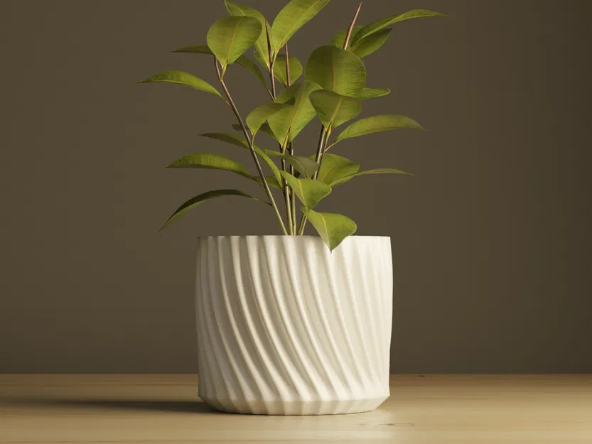 Mẫu in 3D chậu cây họa tiết hình học xoắn ốc tinh tế - Image 1