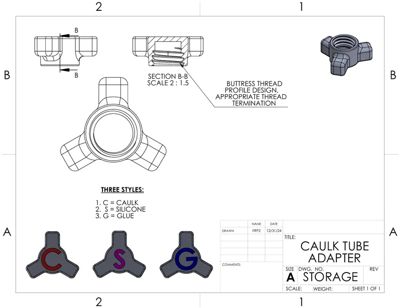 Nắp đậy tuýp keo, silicone hoặc chất trám (Ren tựa tùy chỉnh) - Image 3