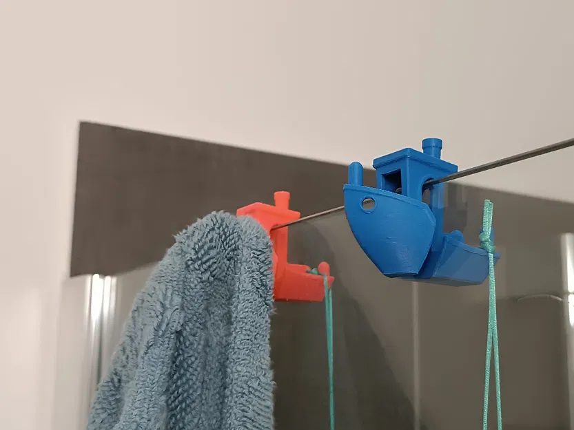 Móc treo khăn tắm hình Benchy cho vách kính - Image 4