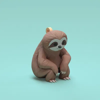 Móc khóa chú lười Low poly