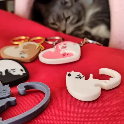 Móc khóa đôi mèo tình yêu hình trái tim (Puzzle)