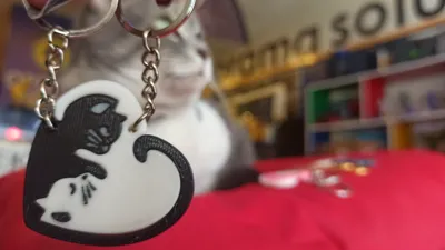 Móc khóa đôi mèo tình yêu hình trái tim (Puzzle) - Image 4