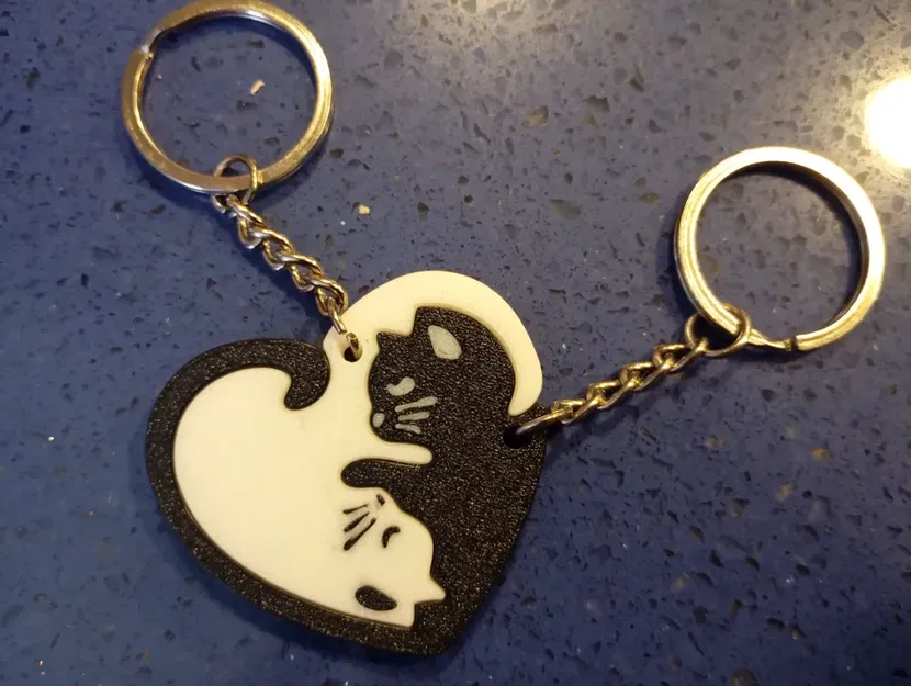 Móc khóa đôi mèo tình yêu hình trái tim (Puzzle) - Image 5