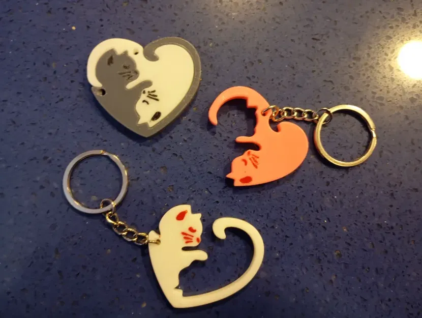 Móc khóa đôi mèo tình yêu hình trái tim (Puzzle) - Image 6