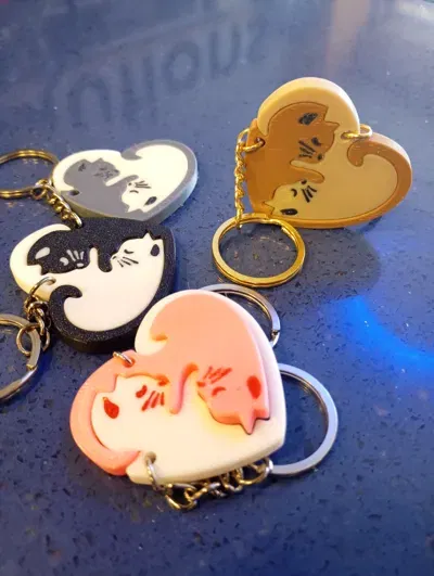 Móc khóa đôi mèo tình yêu hình trái tim (Puzzle) - Image 7