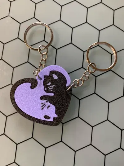 Móc khóa đôi mèo tình yêu hình trái tim (Puzzle) - Image 8