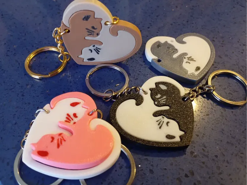 Móc khóa đôi mèo tình yêu hình trái tim (Puzzle) - Image 9