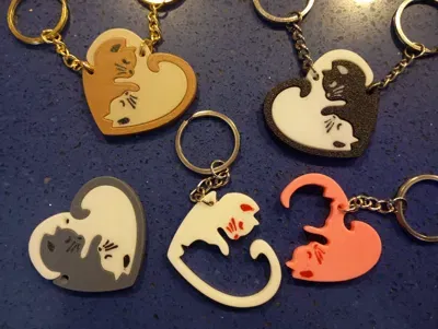 Móc khóa đôi mèo tình yêu hình trái tim (Puzzle) - Image 10