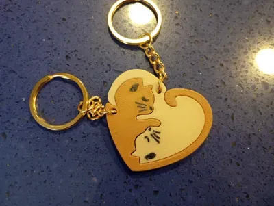 Móc khóa đôi mèo tình yêu hình trái tim (Puzzle) - Image 11