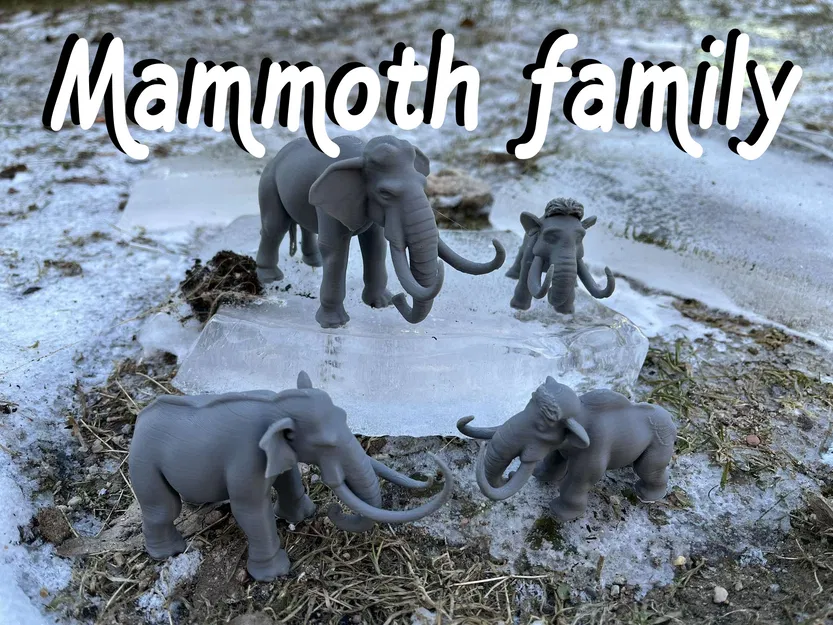 Mô hình gia đình voi ma mút Mammoth family Ice Age - Image 1