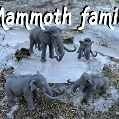 Mô hình gia đình voi ma mút Mammoth family Ice Age
