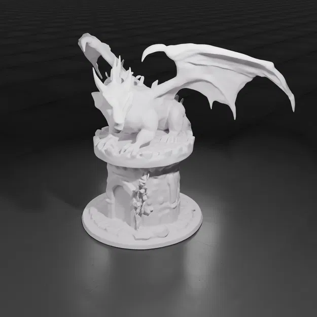 Mô hình rồng thần thoại đậu trên tháp canh - File in 3D ấn tượng - Image 1