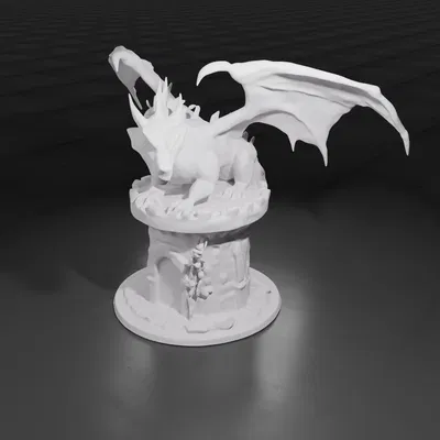 Mô hình rồng thần thoại đậu trên tháp canh - File in 3D ấn tượng