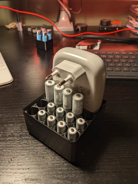 Khay đựng bộ sạc pin IKEA STENKOL và pin LADDA chuẩn Gridfinity - Image 1