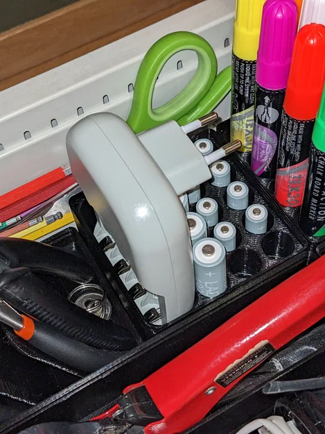 Khay đựng bộ sạc pin IKEA STENKOL và pin LADDA chuẩn Gridfinity - Image 4