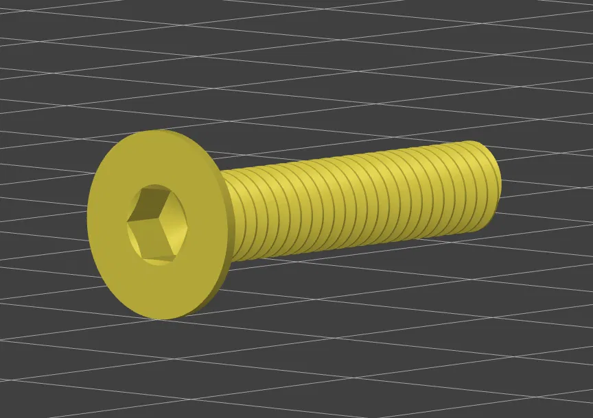 Mô hình ốc vít M4x20 đầu chìm có ren cho in 3D chuyên dụng - Image 1