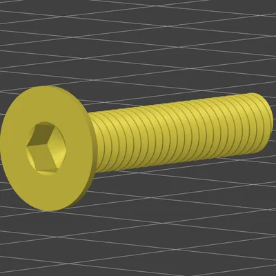 Mô hình ốc vít M4x20 đầu chìm có ren cho in 3D chuyên dụng