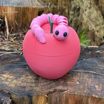 Mô hình Sâu linh hoạt và Hộp đựng hình quả táo (Flexi Articulating Worm and Apple Container)