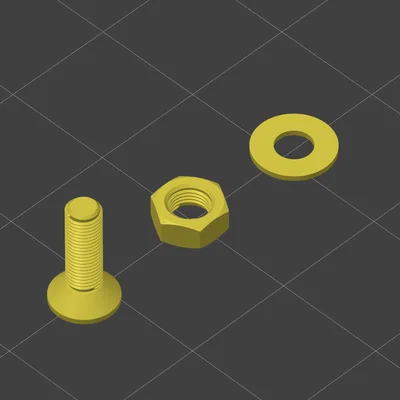 Bộ ốc vít M3X10 kèm đai ốc và vòng đệm in 3D chất lượng