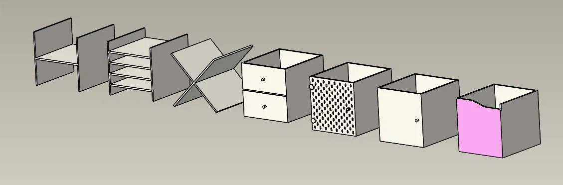 Bộ phụ kiện ngăn chia kệ Kallax (mô hình 1:10) – Sắp xếp đồ đạc gọn gàng - Image 1