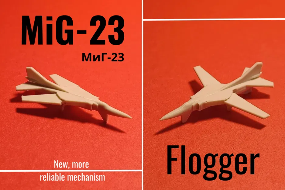 Mô hình MiG-23 Flogger & MiG-27: Tiêm kích phản lực mini in liền khối có khớp nối - Image 1
