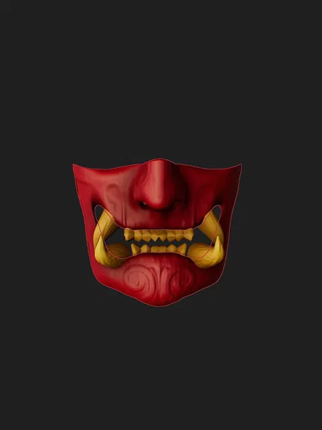 Mặt nạ Oni nửa mặt - Oni Half Face Wearable Mask - Image 1