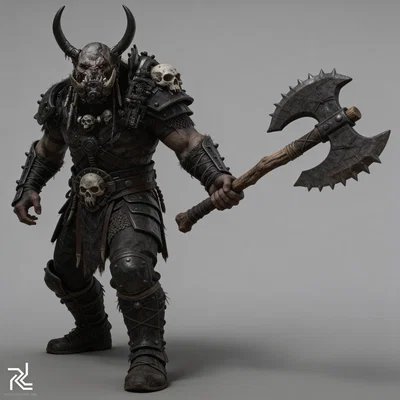 Mô hình chiến binh Ork có sừng in 3D (Horned Ork Warrior 1)