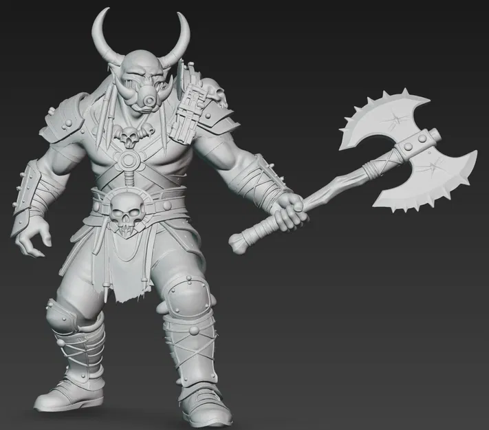 Mô hình chiến binh Ork có sừng in 3D (Horned Ork Warrior 1) - Image 2