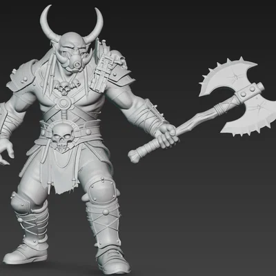 Mô hình chiến binh Ork có sừng in 3D (Horned Ork Warrior 1)