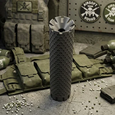 Ống giảm thanh lục giác cho súng Airsoft - Phụ kiện trang trí hầm hố