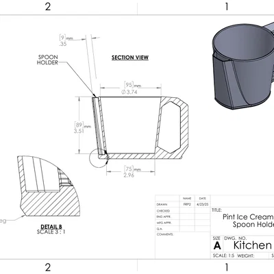 Đế giữ hộp kem Pint kèm chỗ để muỗng