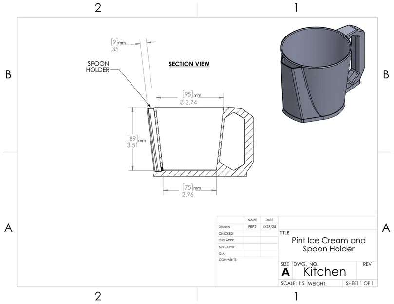 Đế giữ hộp kem Pint kèm chỗ để muỗng - Image 4