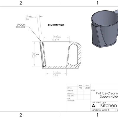 Đế giữ hộp kem Pint kèm chỗ để muỗng