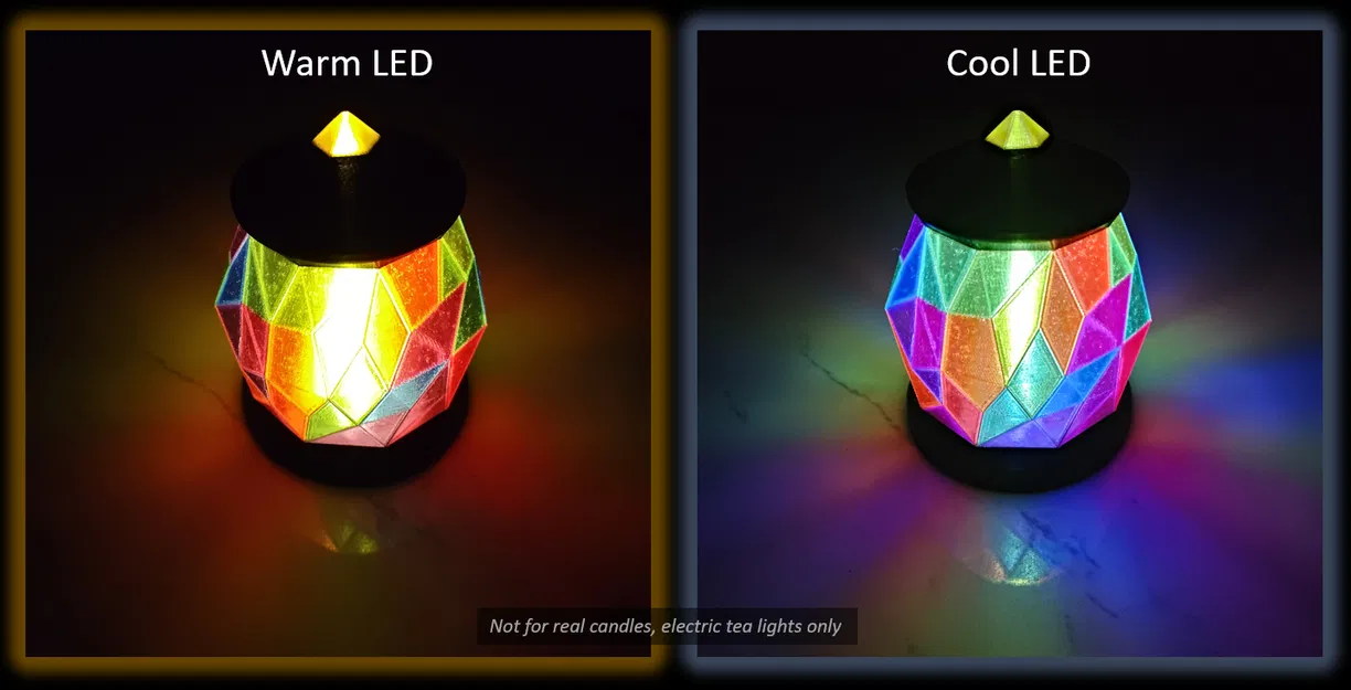 Lồng đèn bàn đa diện dùng nến điện (Faceted Electric Tea Light Desk Lantern) - Image 1