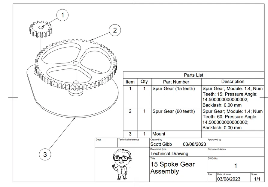 Bộ bánh răng mẫu 15:60 (tỉ lệ 1:4) - Image 3