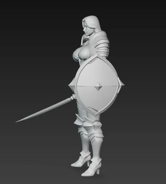 Mô hình nữ chiến binh sexy cầm kiếm và khiên in 3D - Image 2