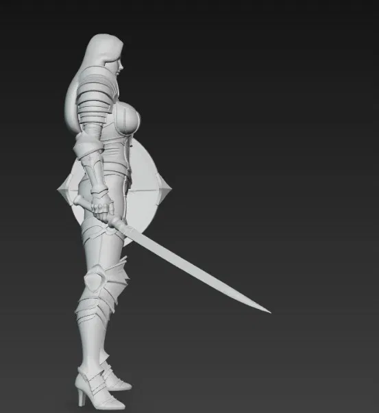 Mô hình nữ chiến binh sexy cầm kiếm và khiên in 3D - Image 3