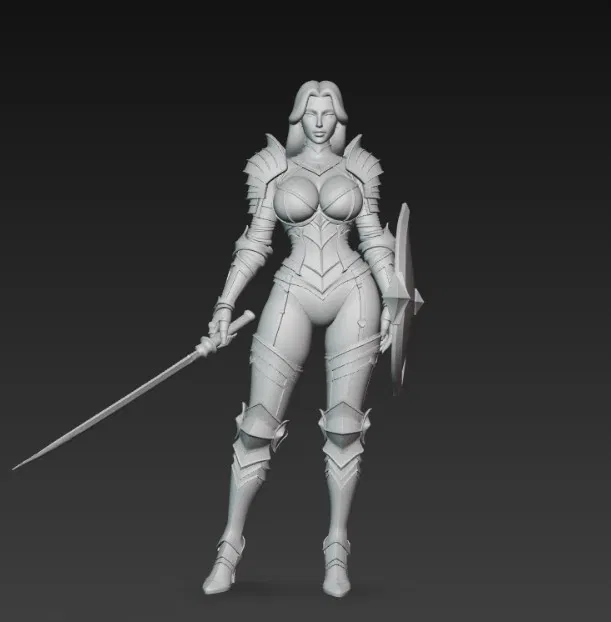 Mô hình nữ chiến binh sexy cầm kiếm và khiên in 3D - Image 4