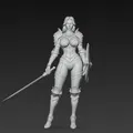 Mô hình nữ chiến binh sexy cầm kiếm và khiên in 3D - Thumbnail 4